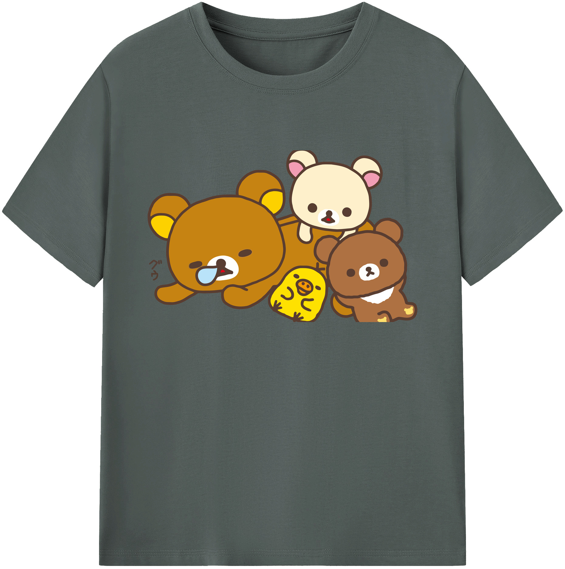 （画像用） リラックマ リラックマ キイロイトリ Rilakkuma Korilakkuma Kiiroitori 綿100％ メンズ半袖Tシャツ｜肌触りやわらか＆通気性